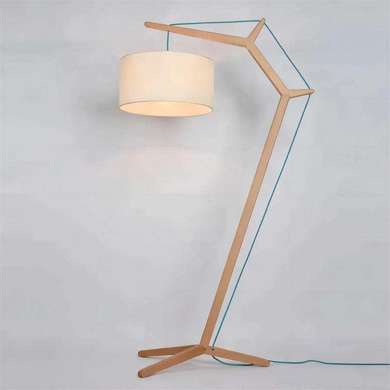 Natural Oak Wood Tripod LED Floor Lamp